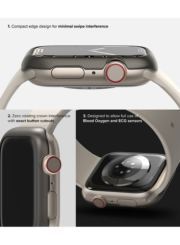 Ringke Bezel Styling Compatible with Apple Watch 7 41mm Stainless Steel Adhesive Frame Ring Cover Anti Scratch Protection for Apple Watch7 41mm - Graphite (41-09)